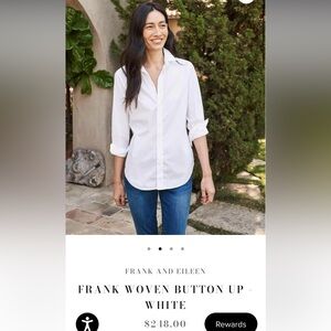 Frank & Eileen Frank Button Up Shirt Women’s XS White Woven In Italy $248